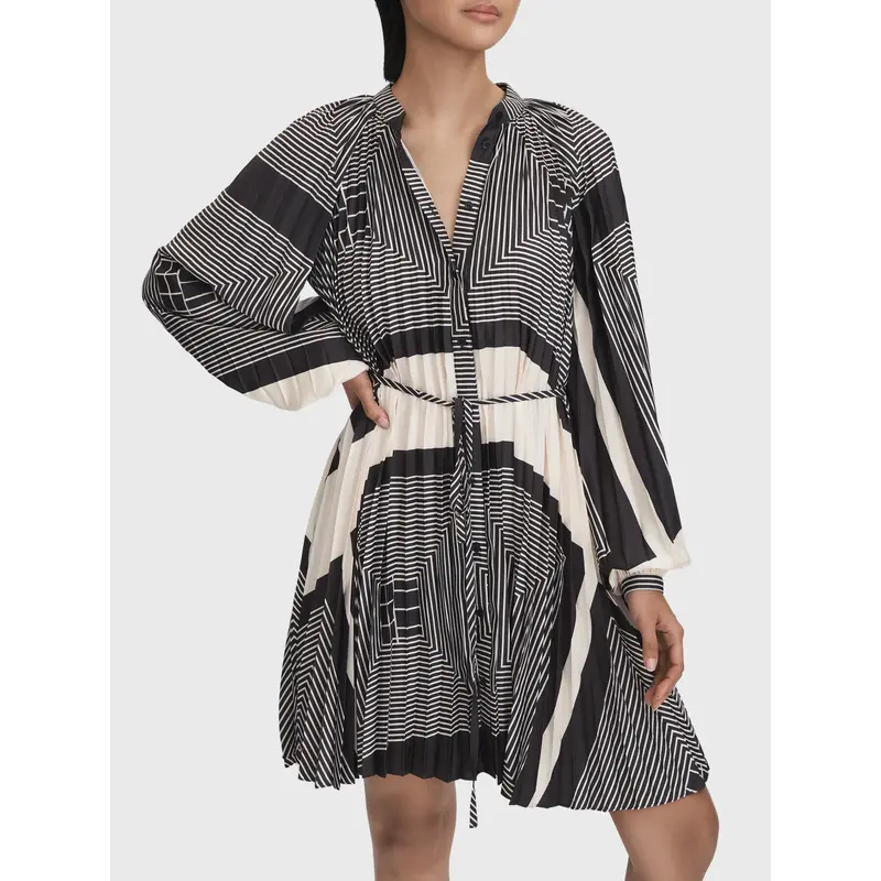 Bay Printed Pleated Mini Dress