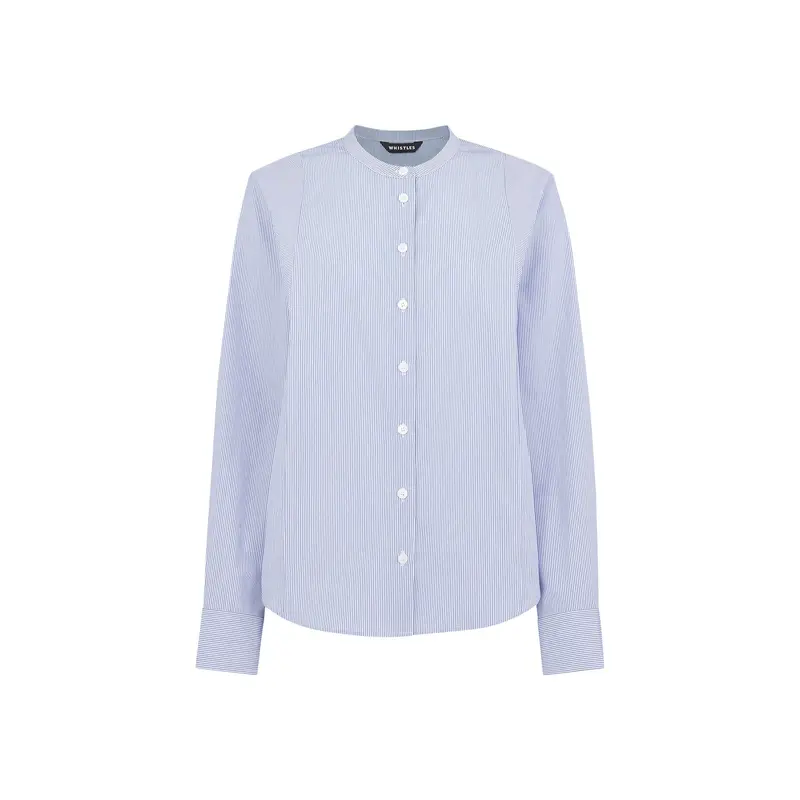 Stripe Grandad Collar Shirt