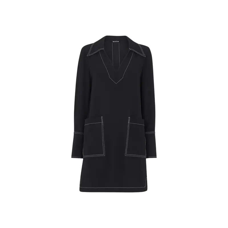 Topstitch Detail Shirt Dress