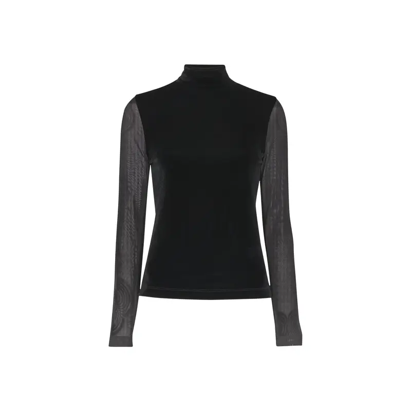 Velvet Mesh Sleeve Top