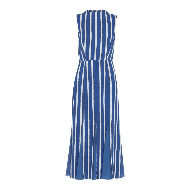 Crinkle Stripe Midi Dress
