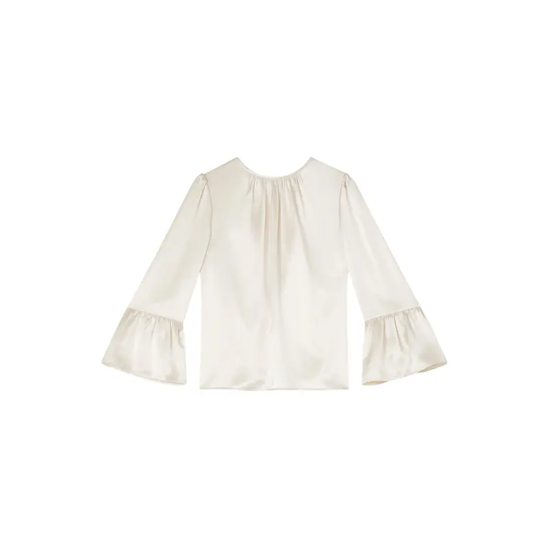Agnes Birch Satin Top With Frill Cuff