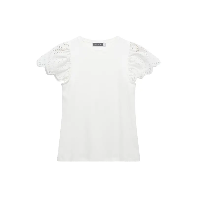 White Broderie Sleeve Top