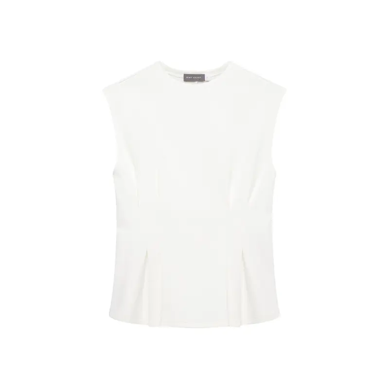 White Cotton Blend Seam T-Shirt