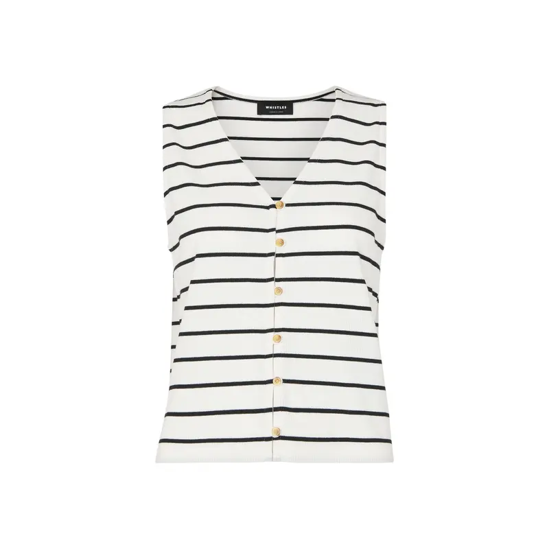 Stripe Button Front Tank