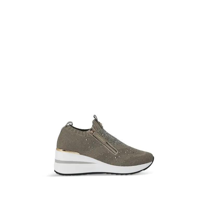 High Rise Zip Knit Trainers Bronze