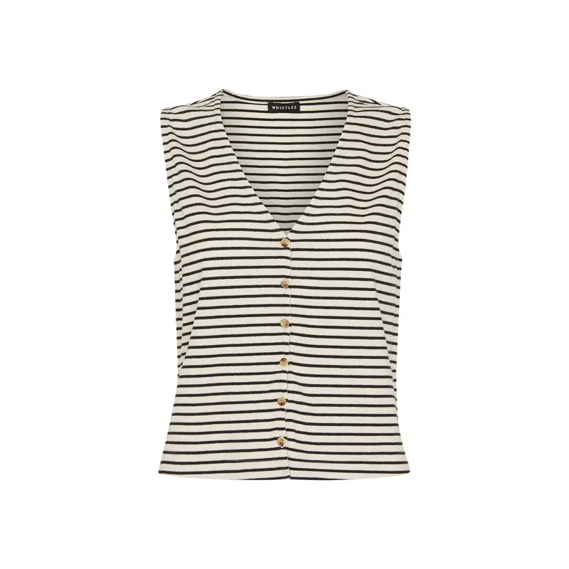 Button Up Stripe Rib Tank