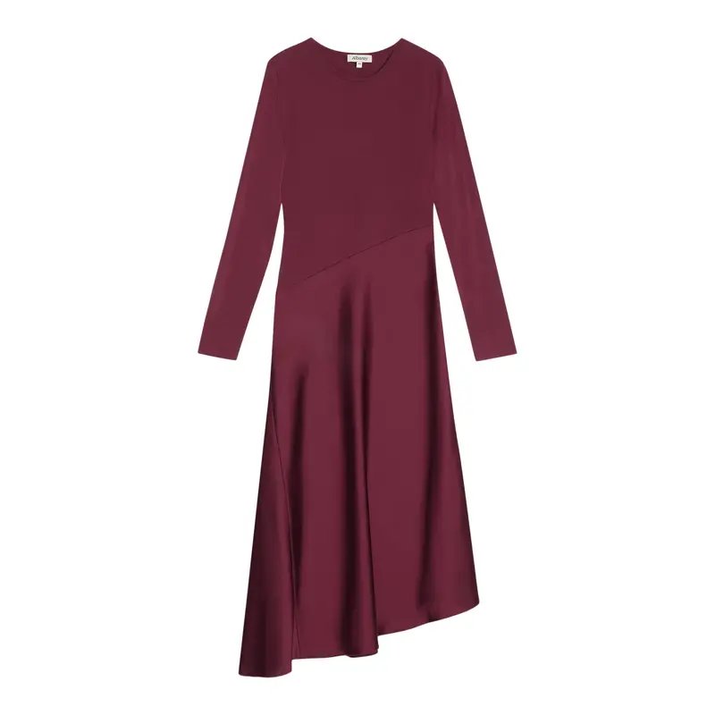 Satin & Jersey Asymmetric Dress