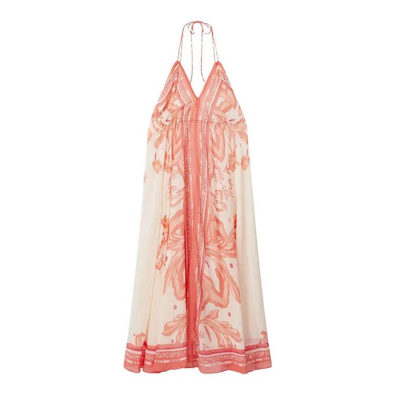 Delilah Printed Ruched Waist Midi Dress