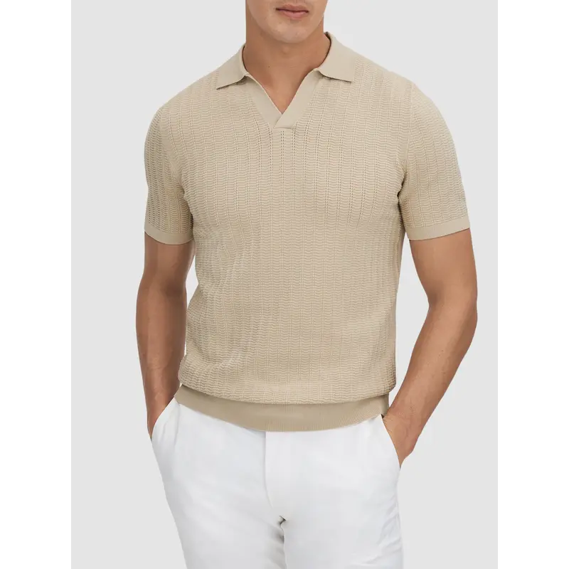 Mickey Textured Modal Blend Open Collar Shirt