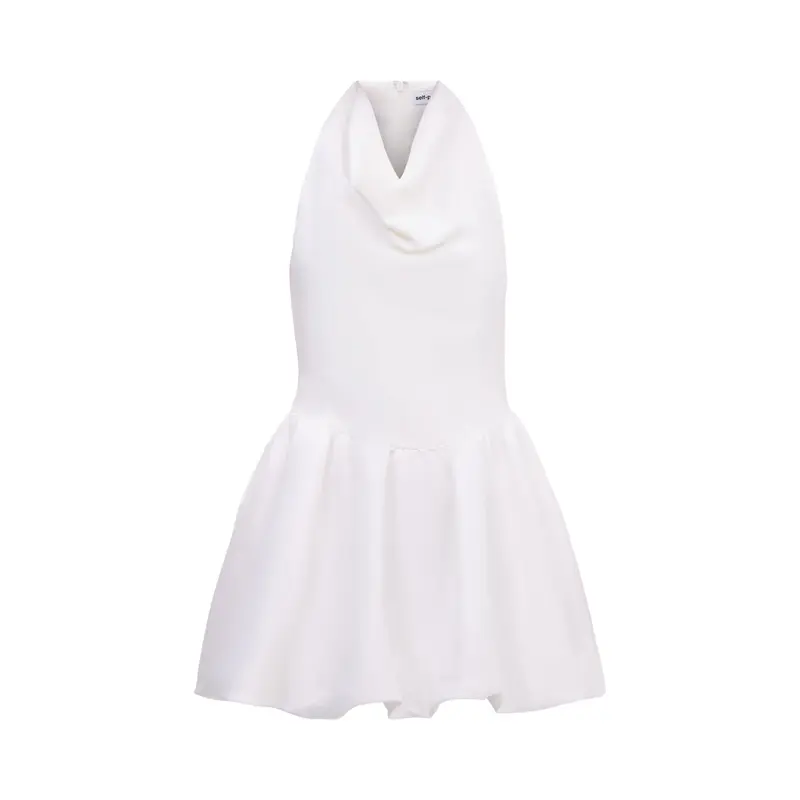 White Halter Neck Mini Dress