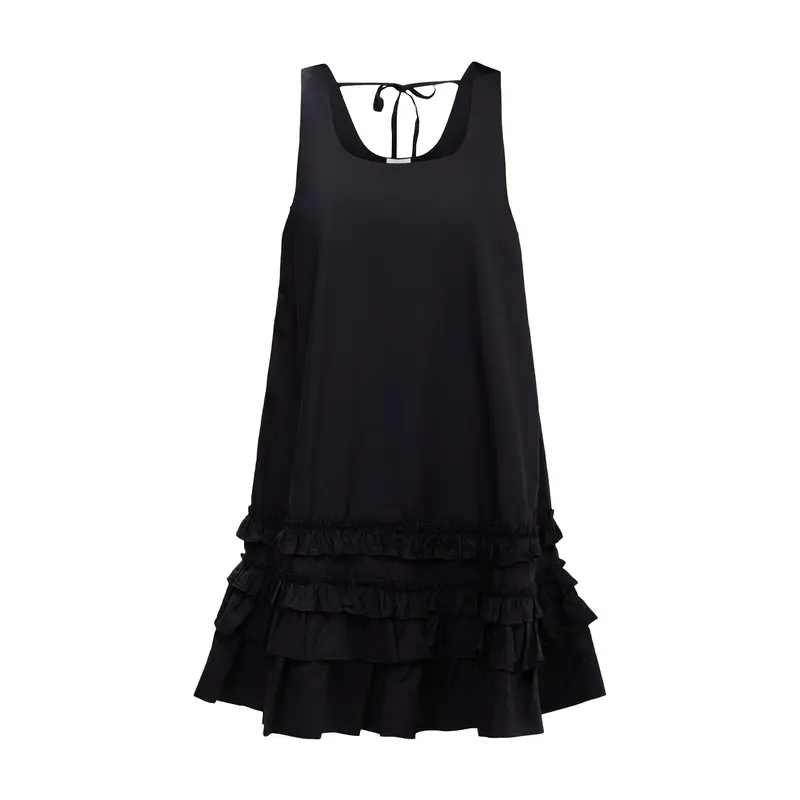 Cotton Poplin U-neck Mini Dress