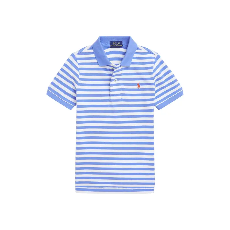Striped Cotton Mesh Polo Shirt