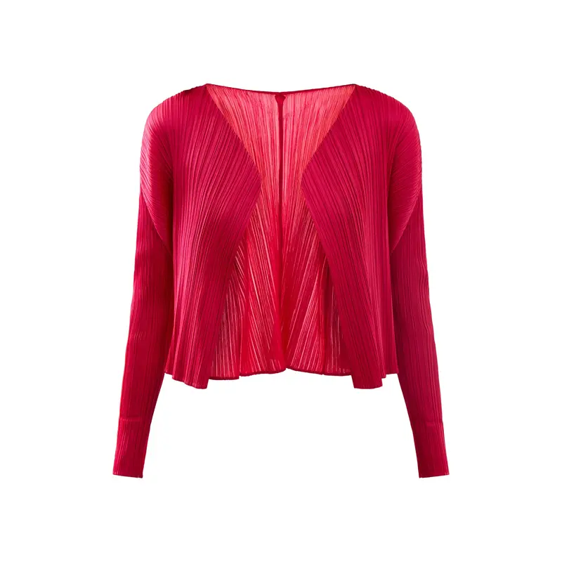 Pleats Colourful Basics Carmine Pink Cardigan