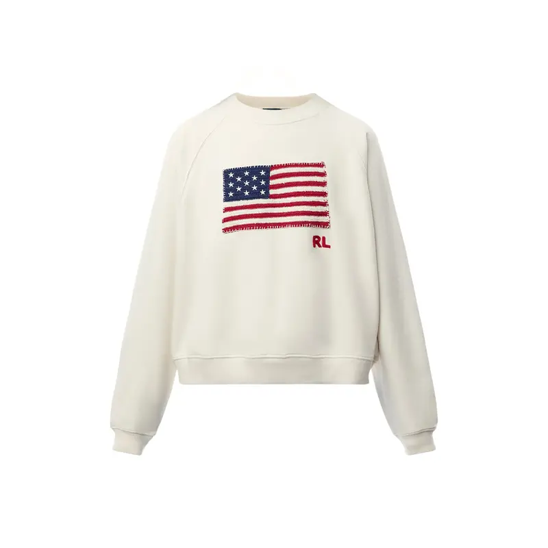 Knit Sweatshirt With Embroidered Flag