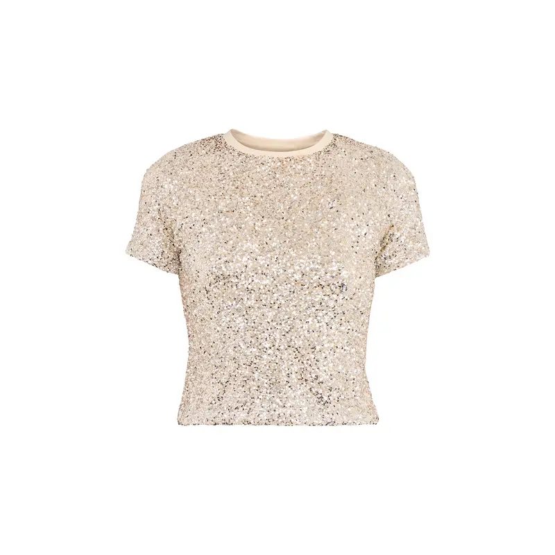 Silver Sequin Short Sleeve T-Shirt