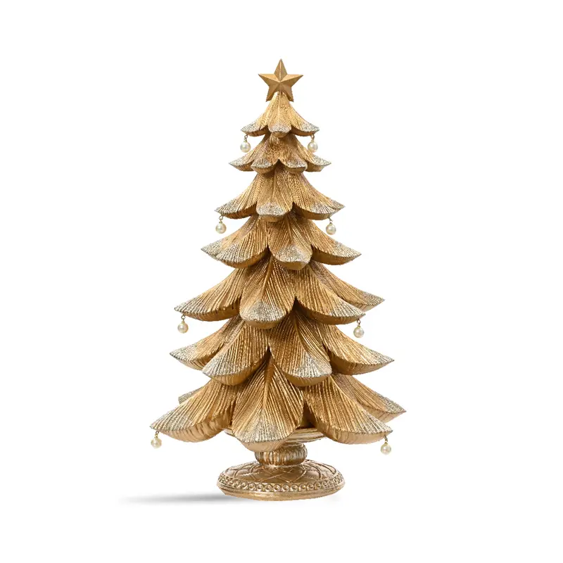 Polyresin Glittered Christmas Tree Gold