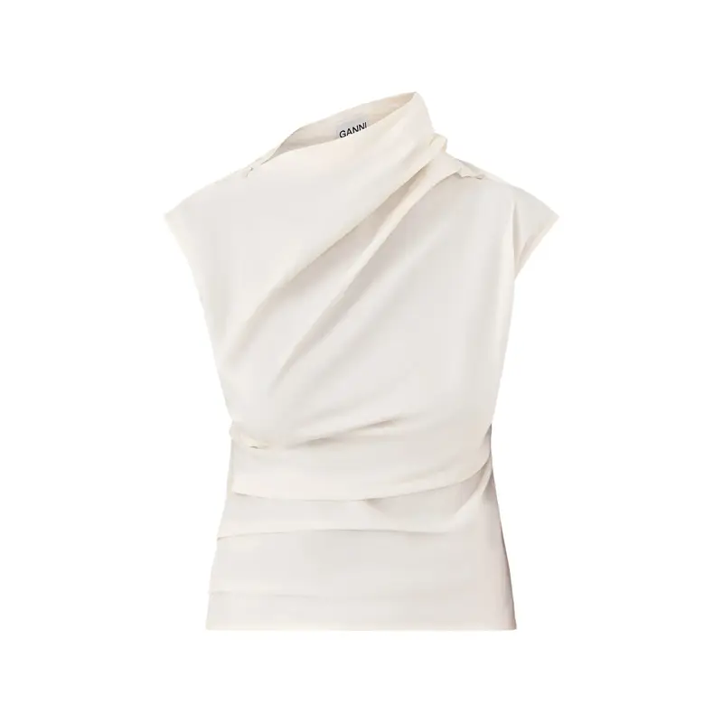 Stretch Cotton Ruched Top White
