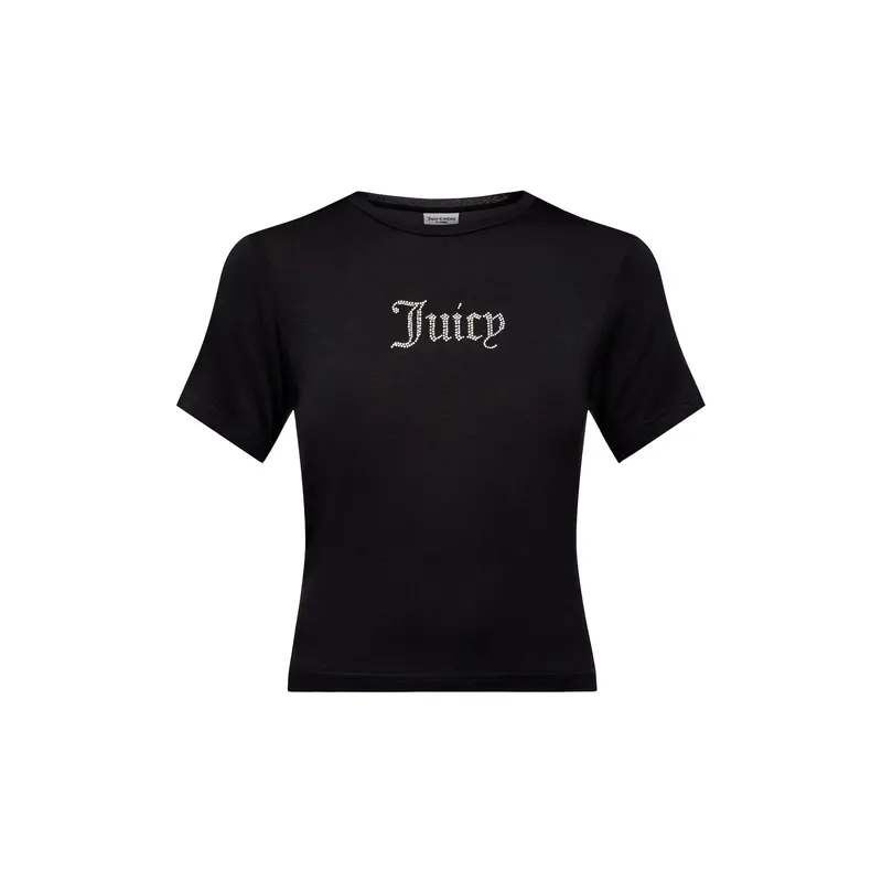 Sheer Fitted Diamante Black Tee