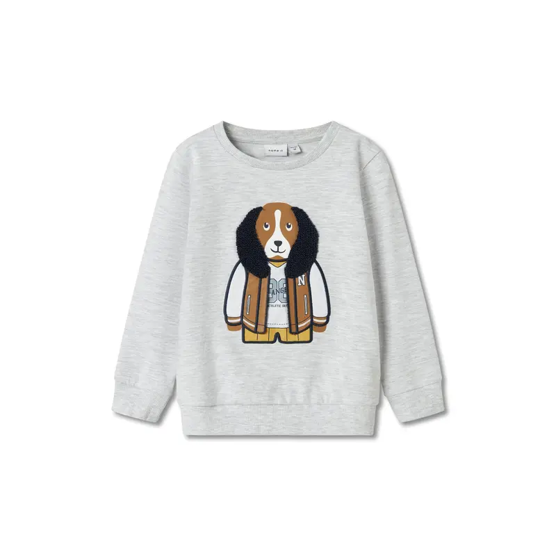 Organic Cotton Long Sleeve Light Grey Melange Sweatshirt