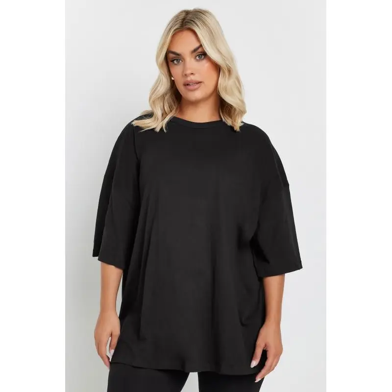 YOURS Curve Black Oversized Boxy T-Shirt