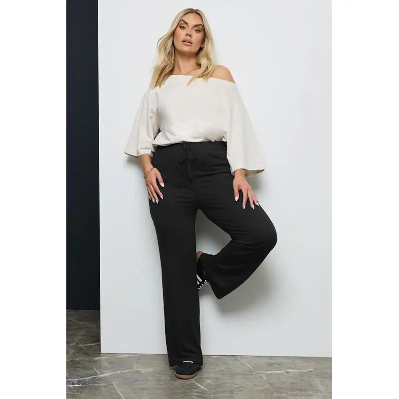 YOURS BESTSELLER Curve Black Wide Leg Pull On Stretch Jersey Yoga Pants