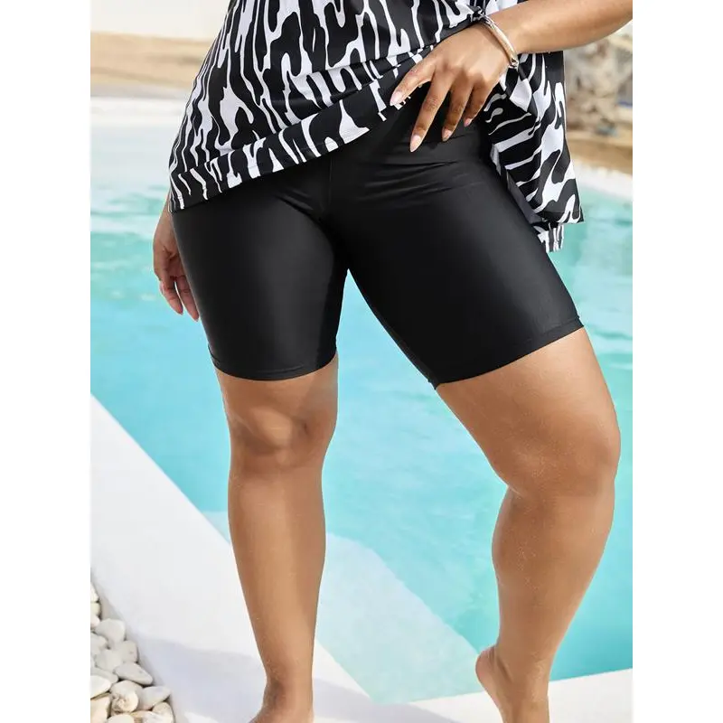 YOURS Curve Black High Waist Swim Shorts