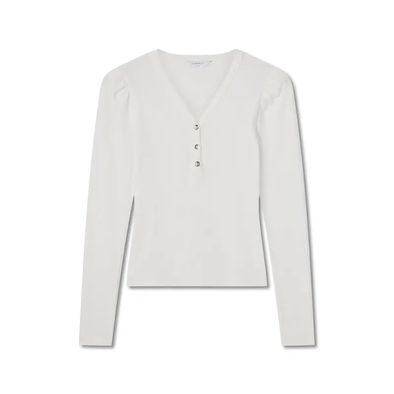 Carla Ivory Cotton Blend Henley Top