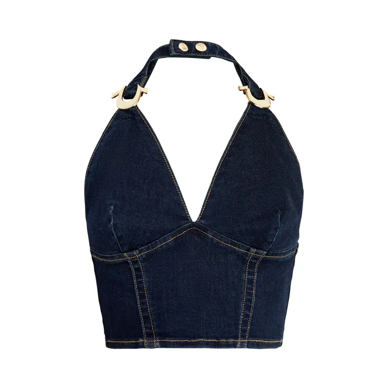 Denim Tie Halter Top