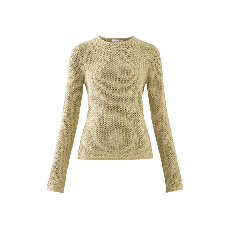 Marella Oliva Fine Knit With Contrast Neck Trim