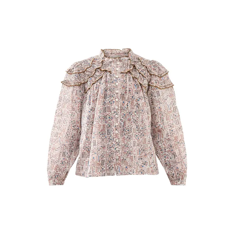 Crysta-Ga Printed Peasent Blouse