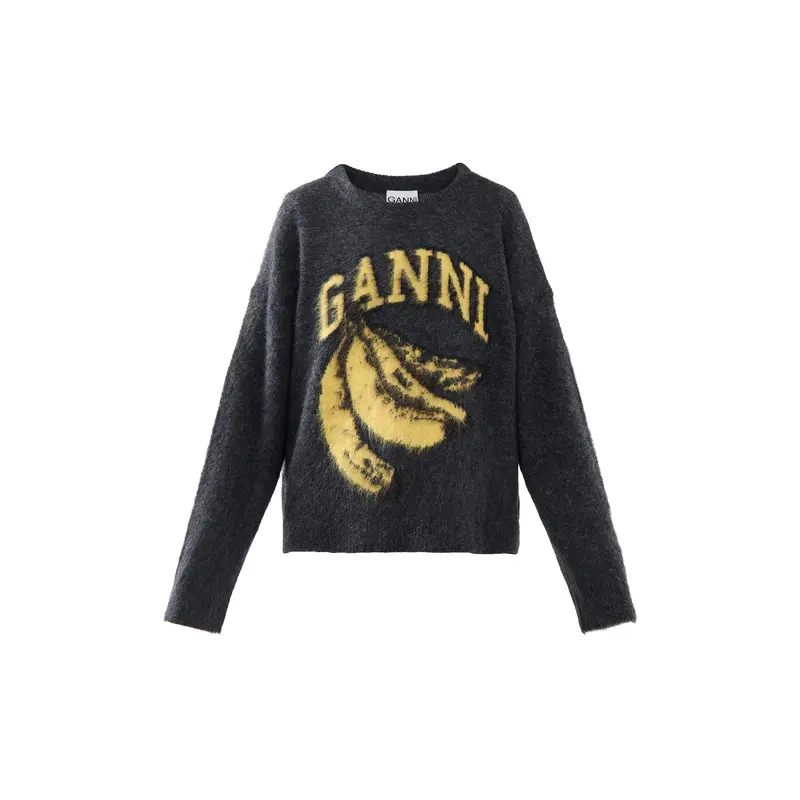 Fine Brushed Alpaca Banana Oversized O-Neck