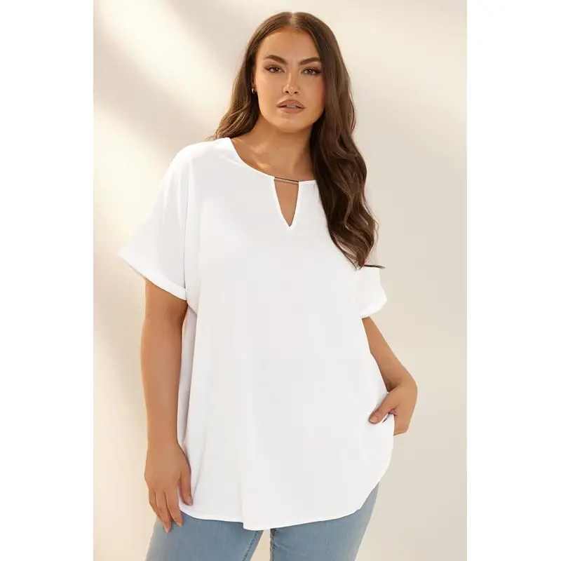 YOURS Curve White Notch Neck Blouse