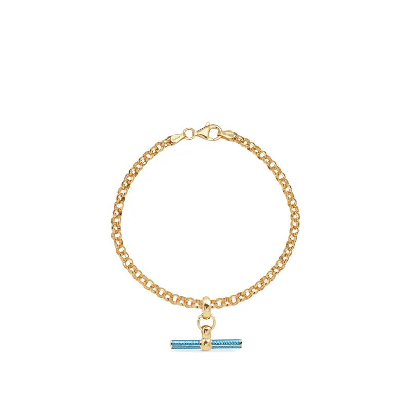 Aquamarine Enamel T-bar Bracelet