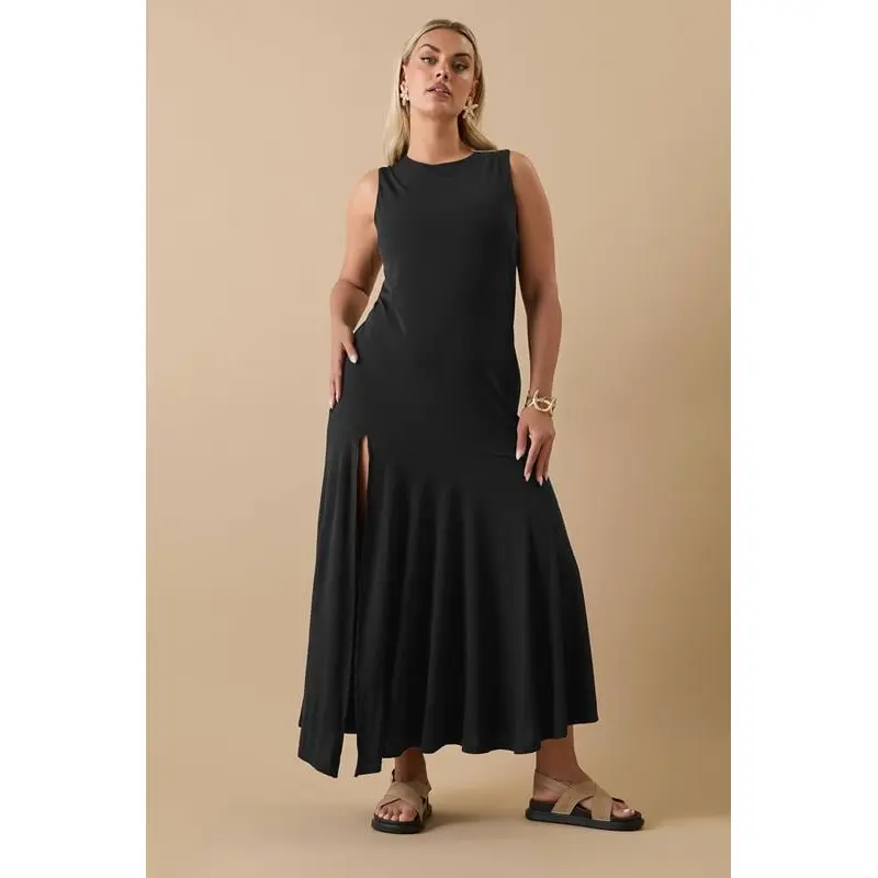 YOURS Curve Black Asymmetric Maxi Dress