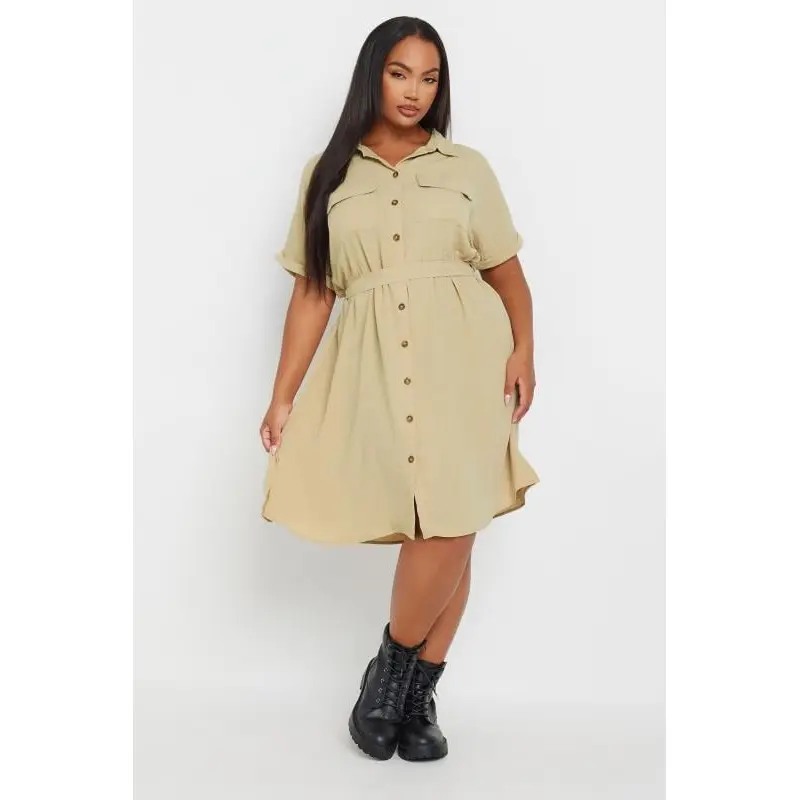 YOURS Curve Stone Brown Utility Dress