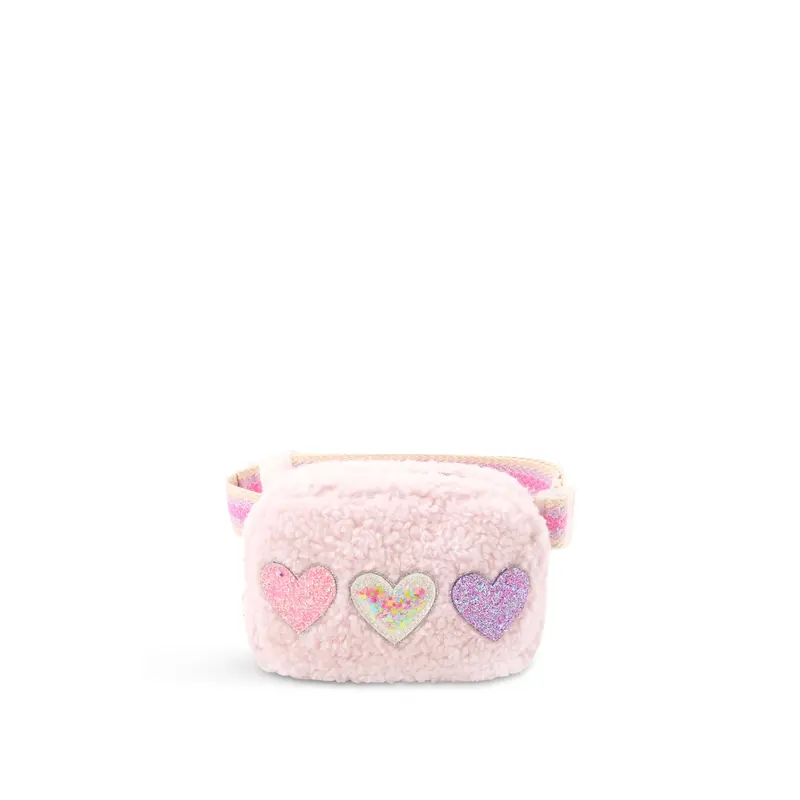 Confetti Heart-Patched Sherpa Fanny Pack