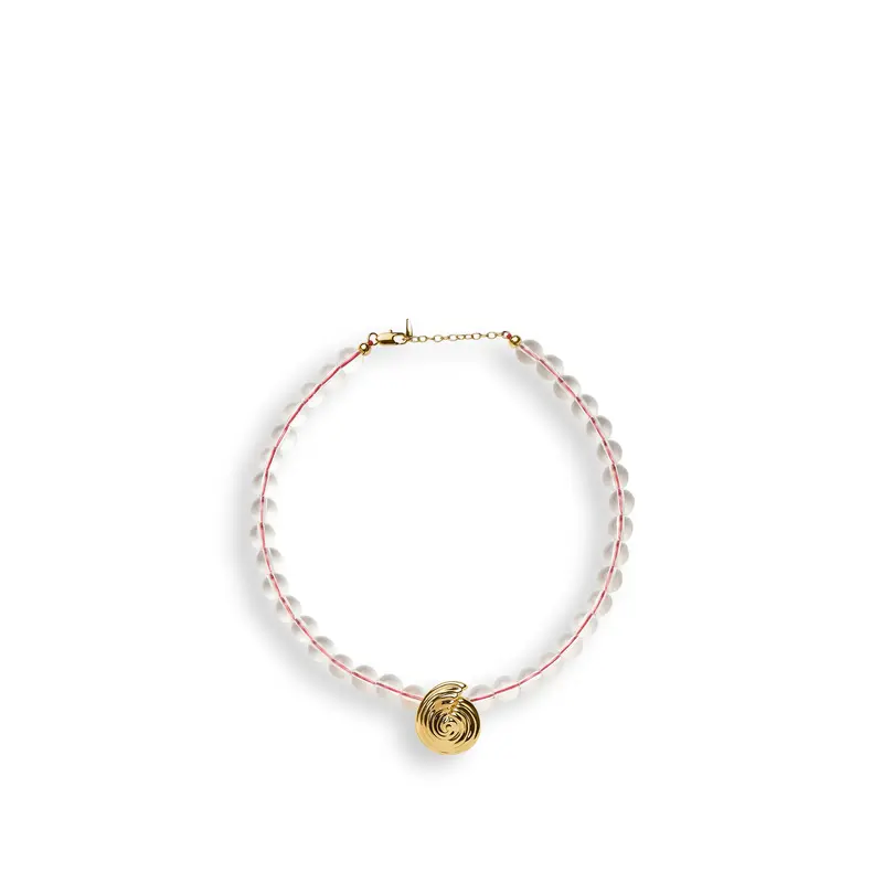 Spiral Clear Beaded Pendant Necklace