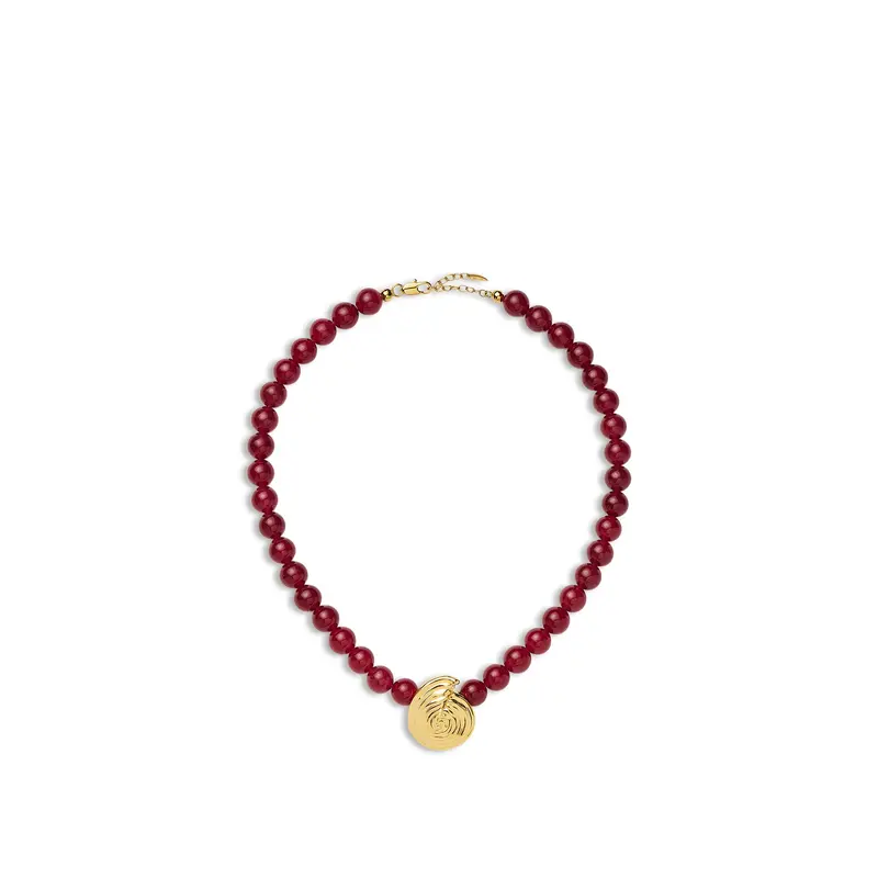 Spiral Red Beaded Pendant Necklace