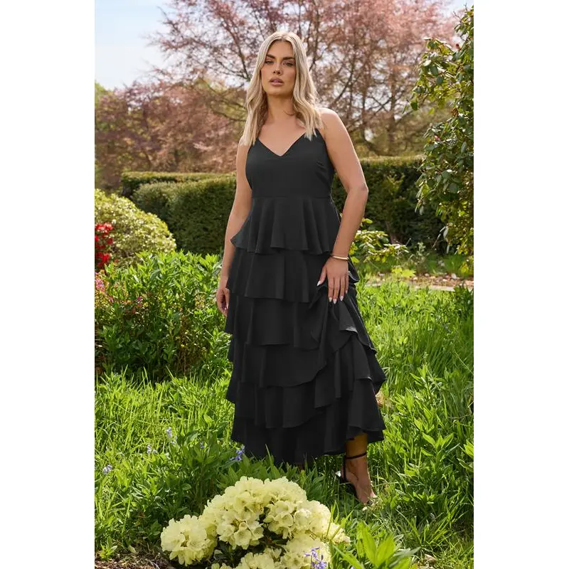 YOURS Curve Black Ruffle Maxi Dress