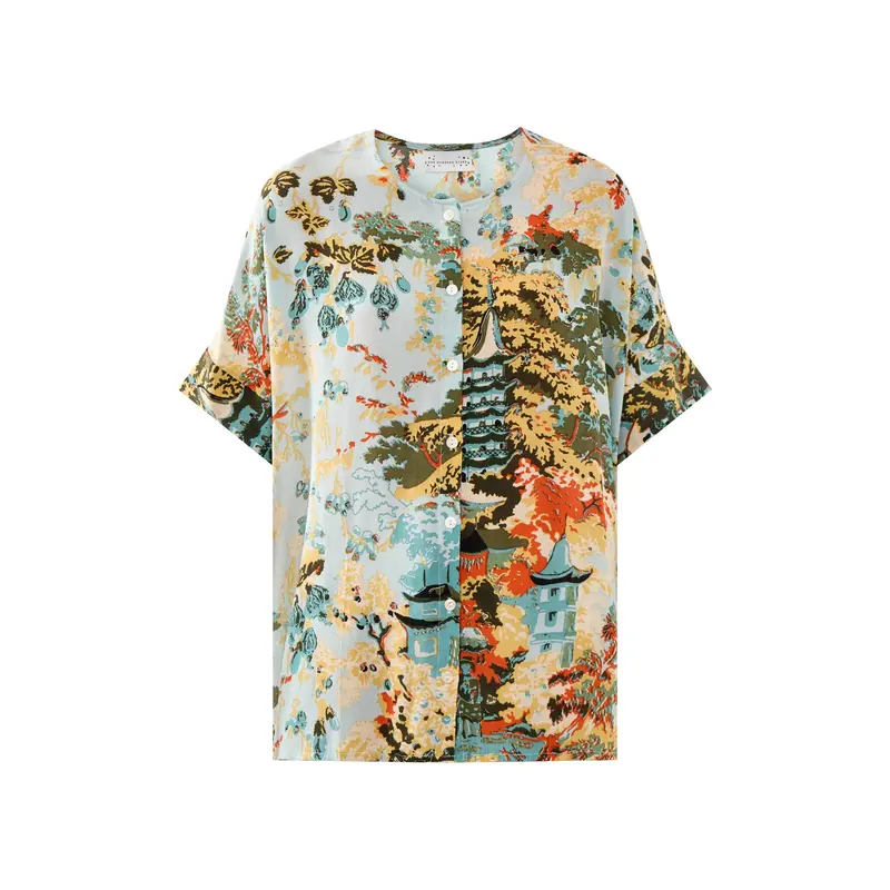 China Tree Aqua Blouse