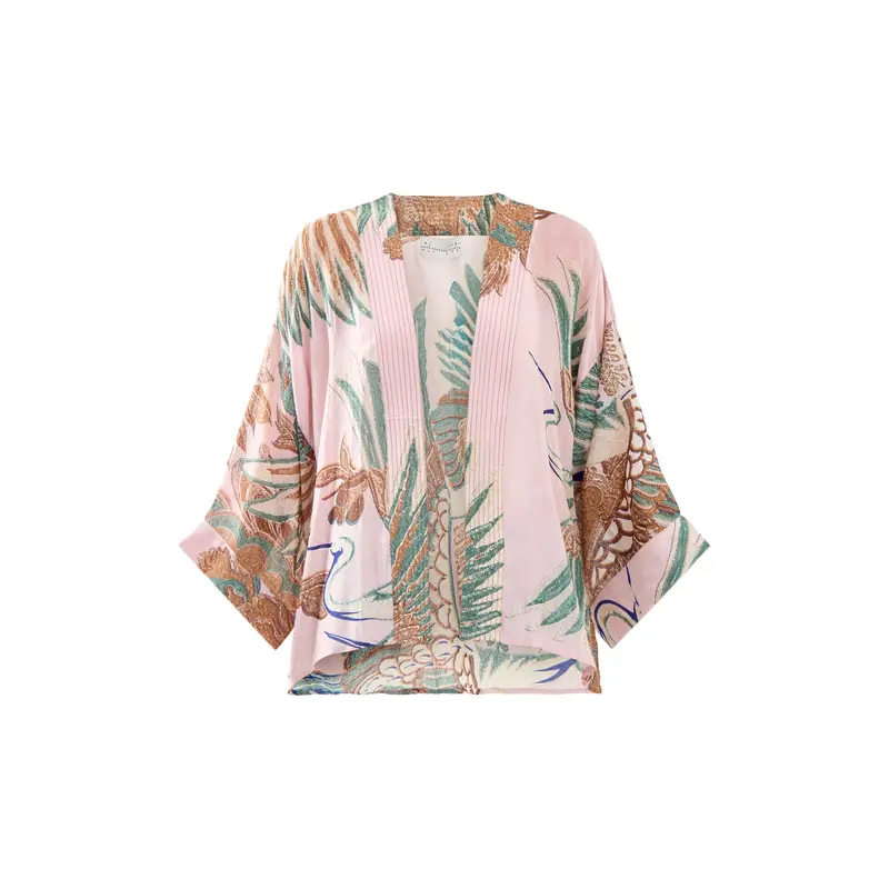 Crane Plaster Short Kimono
