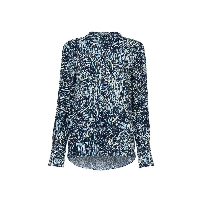 Blue/Multi Leopard Swirl Print Shirt