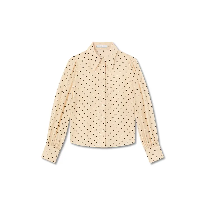 Cream Sonya Birch & Black Silk Blend Polkadot Jacquard Blouse