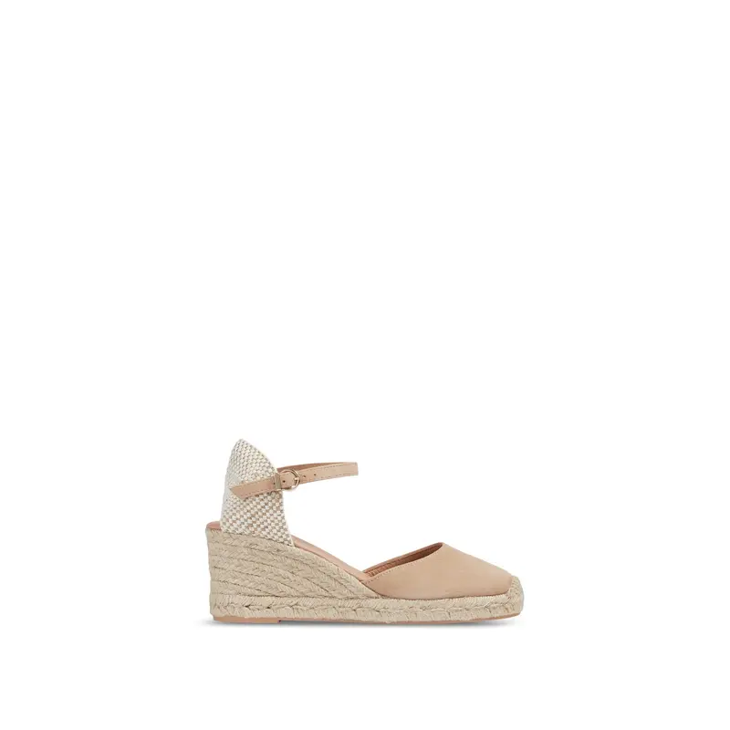 Neutral Marissa Beige Suede Ankle Strap Espadrilles