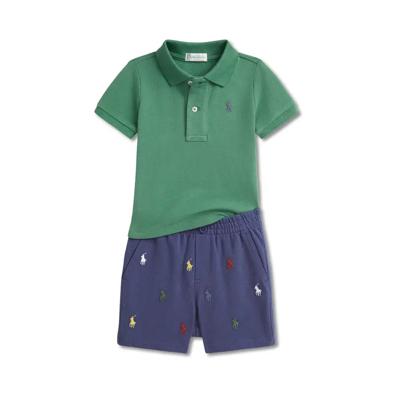 Cotton Green Short Sleeve Shirt and Short Set