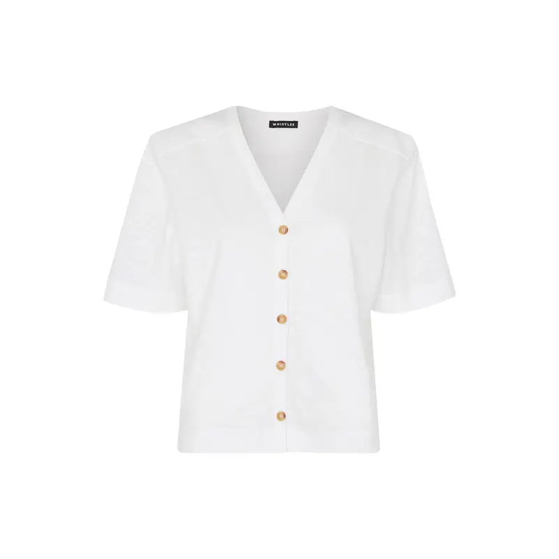 Ella V Neck Button Through Tee