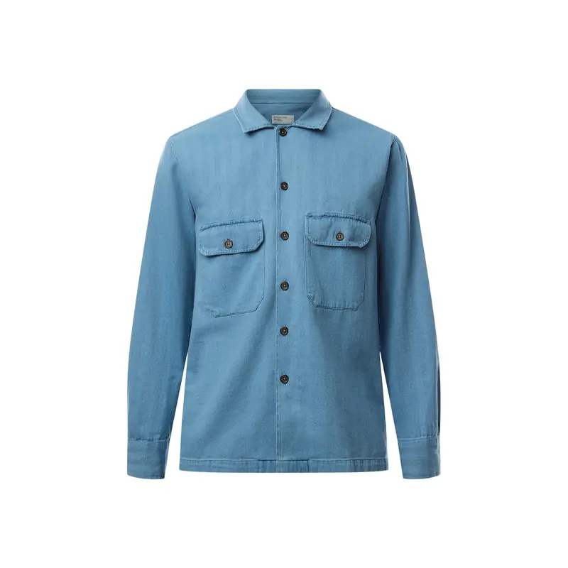 Washed Indigo Herringbone Utility Shirt