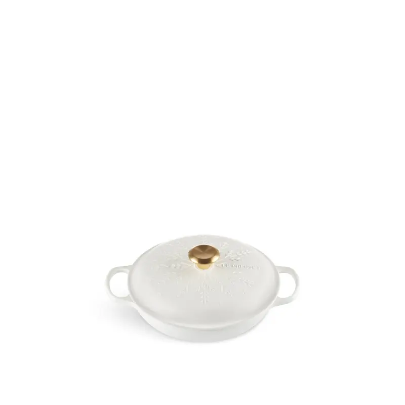 Cast Iron Shallow Casserole Snowflake Relief