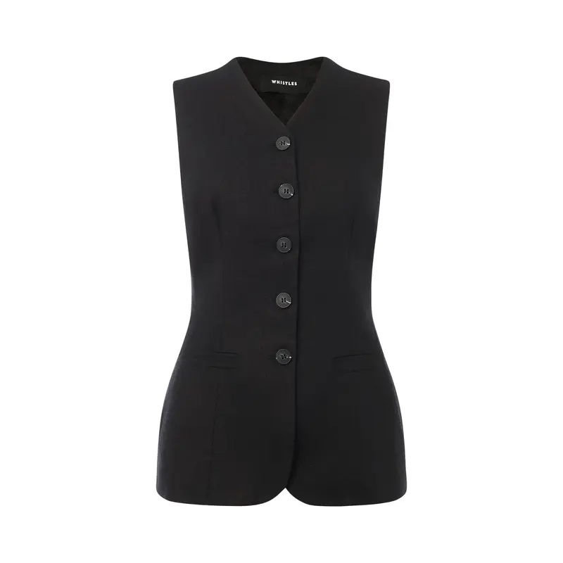 Black Molly Linen Waistcoat